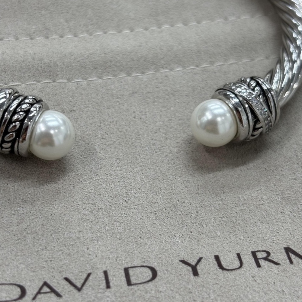 David Yurman Silver Bracelet with Pearls 7mm - Picture 5 of 5